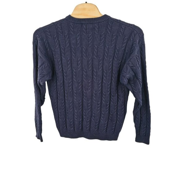 Chaps Ralph Lauren Vintage Chunky Cable Knit Sweater Men's 2XL Blue 90s Crown‎ - Picture 2 of 9